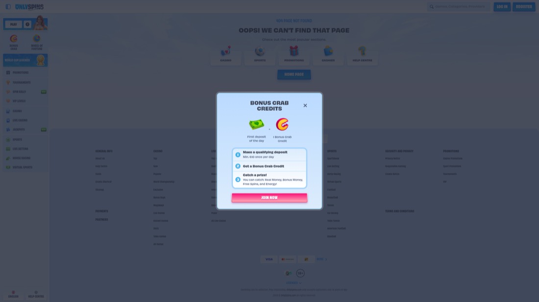 OnlySpins — Aktionen und Willkommensangebot