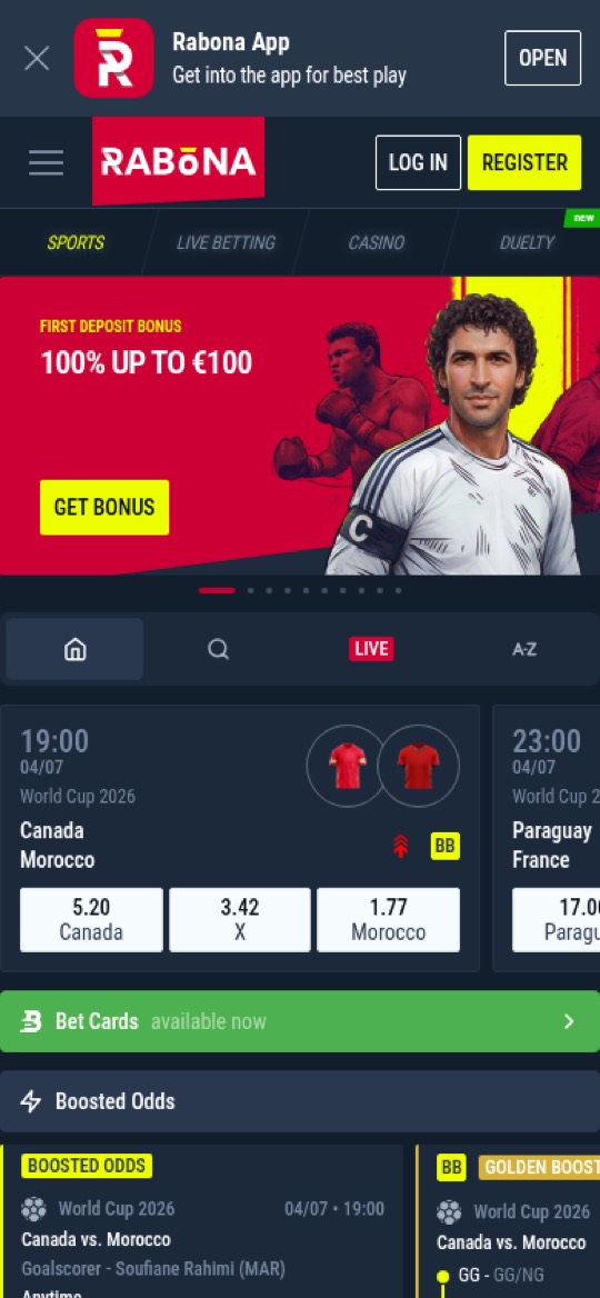 Rabona — auf dem Smartphone